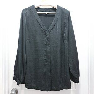 Alfani Black V-Neckline Button Up Blouse Size 2X
